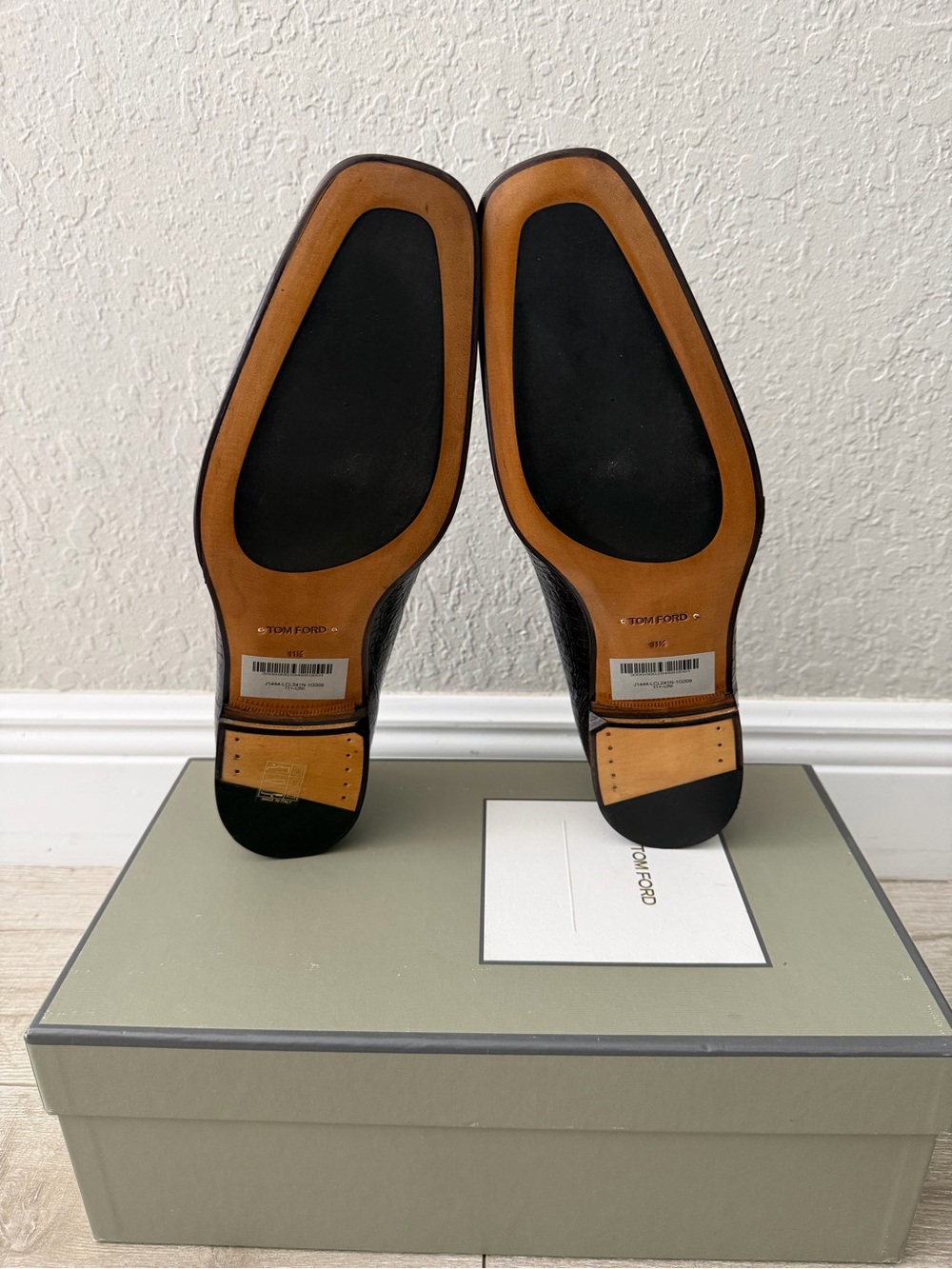 Tom Ford black Croc-Embossed Leather Penny Loafers men 11.5 - Picture 5 of 6